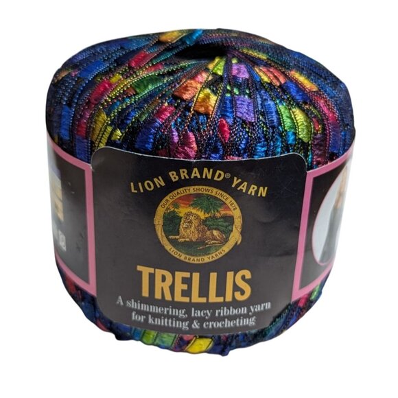 Lion Brand Trellis Ribbon Yarn Rainbow 20505 100% Nylon For Knitting & Crochetin - Picture 1 of 6